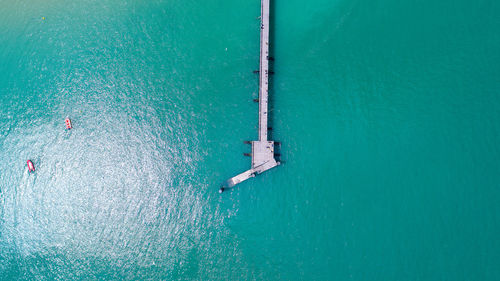 High angle view of boat in sea