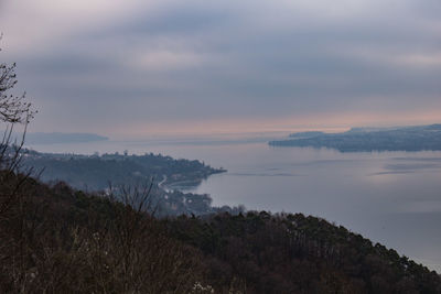 Scenic view of sea against sky at sunset