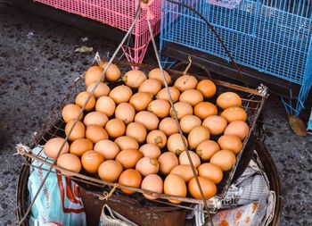 High angle view of vegetables for sale in market