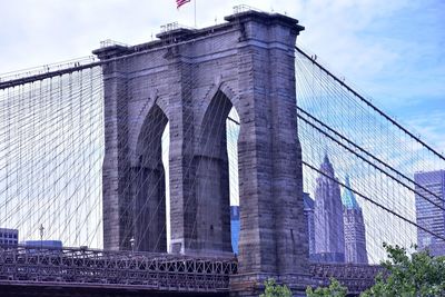 Low angle view of suspension bridge
