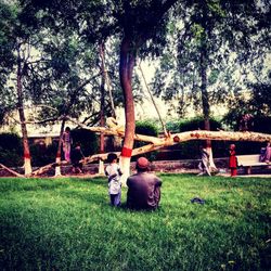 Man relaxing in park