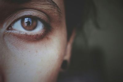 Cropped portrait of woman eye