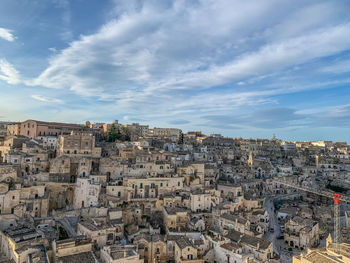 High angle view of buildings in city