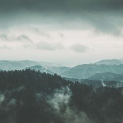 High angle view of mountains against sky