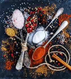 Directly above shot of spices on table