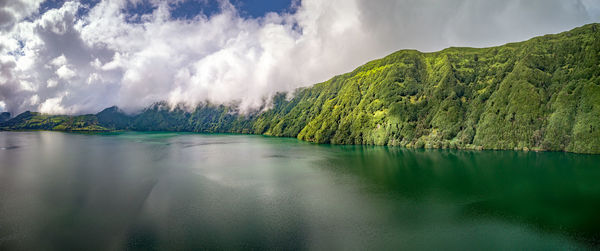 Panoramic view of lake against sky