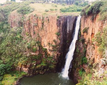 Scenic view of waterfall