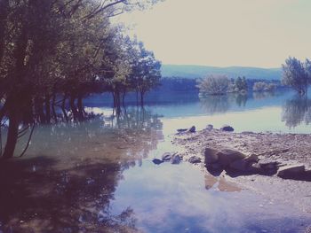 Scenic view of lake against sky