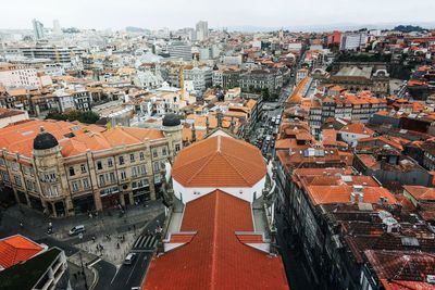 High angle view of buildings in city