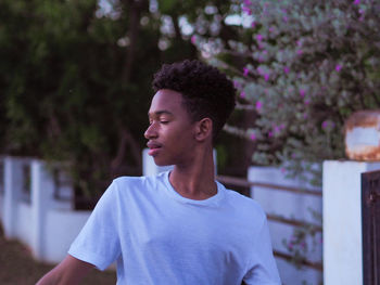 Young man looking away