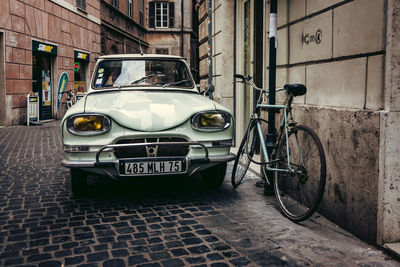 Vintage car on street