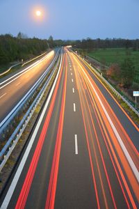 Long exposure of vehicle on road at night