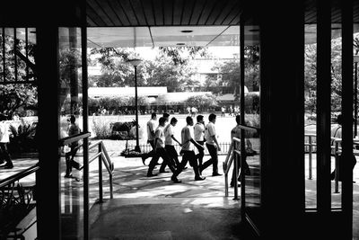 People walking on road