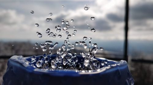 Close-up of water drops on glass