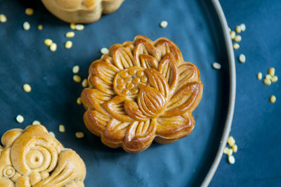 Moon cake for mid autumn festival on the table