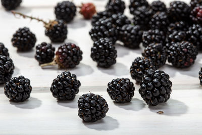 High angle view of fruits on table