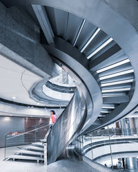 High angle view of spiral staircase in building
