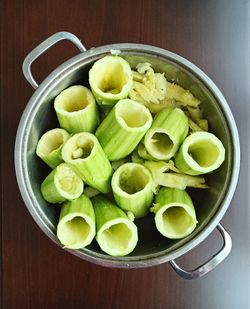 Preparing zucchini for dinner