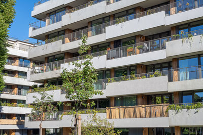 Modern grey apartment houses on a sunny day in berlin, germany