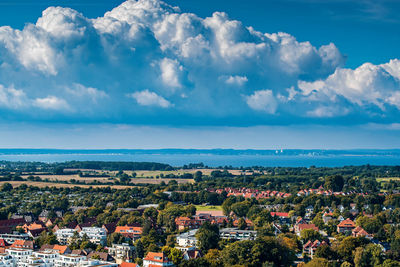 High angle view of townscape against sky