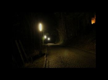 View of illuminated street lights at night