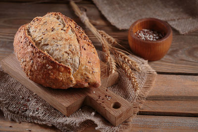 Close-up of bread on table