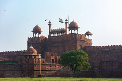 Low angle view of historic building against clear sky