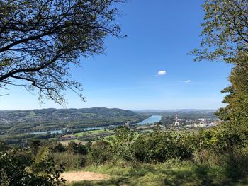 Scenic view of landscape against blue sky