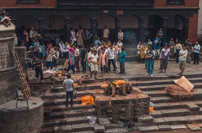 Group of people in front of building