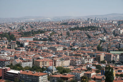 High angle view of townscape against sky