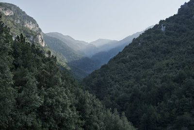 Scenic view of mountains against clear sky