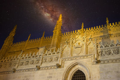 Low angle view of building against sky at night