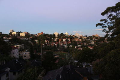 View of residential district against sky