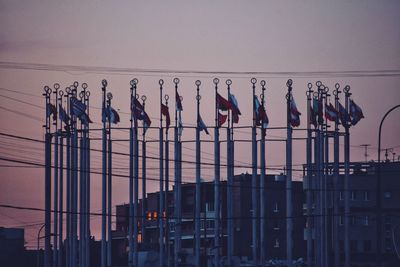 Panoramic shot of building against sky at sunset