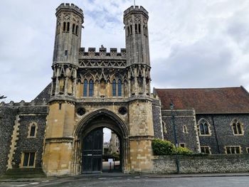 Low angle view of historic building against sky