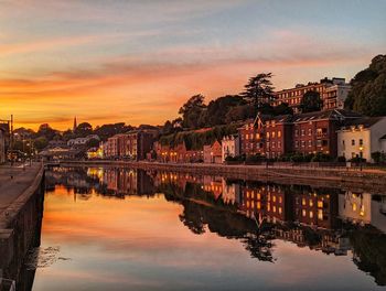 Reflection of buildings in water