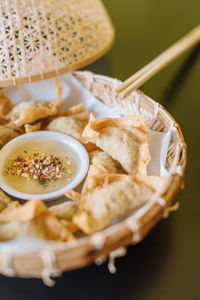 High angle view of meal served in bowl