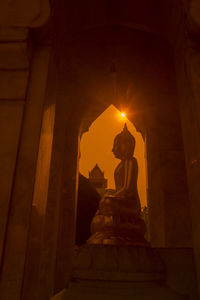 Low angle view of buddha statue at temple