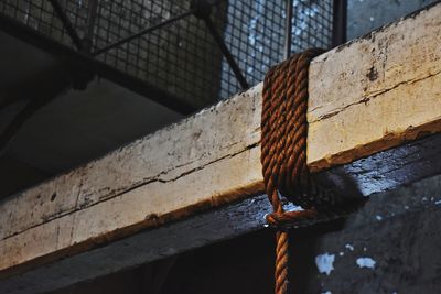 Close-up of rusty metal fence