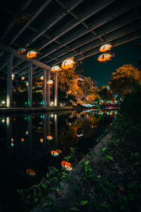 Illuminated buildings in city at night