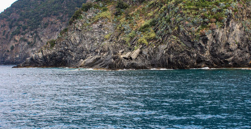 Scenic view of sea against mountain