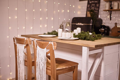 Empty chairs and table at home