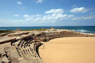 Ancient roman aqueduct at caesarea in israel