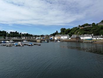 View of boats in marina