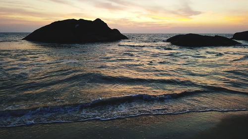 Scenic view of sea against sky during sunset