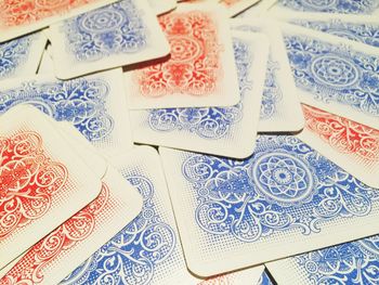 Close-up of floral pattern on table