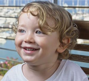 Close-up portrait of smiling boy