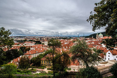 High angle view of townscape against sky