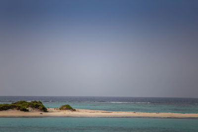 Scenic view of sea against clear sky