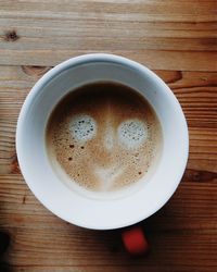High angle view of coffee on table